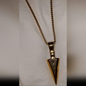Unique Gold Tone over Sterling Silver Arrow Head Charm w/ Chain (26in)